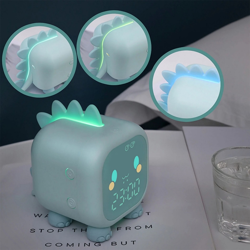 Lámpara infantil pequeña LED RGBW regulable con reloj despertador FILIP LED/1,5W/5V 1500 mAh