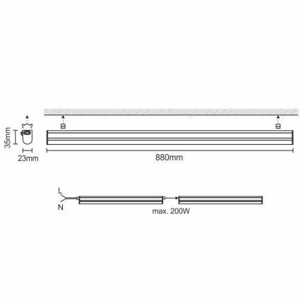 Lámpara LED bajo armario de cocina LED/12W/230V 4000K