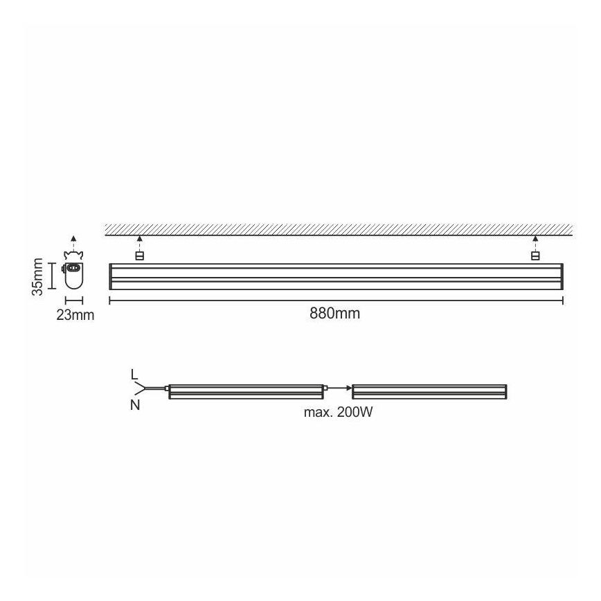Lámpara LED bajo armario de cocina LED/12W/230V 4000K