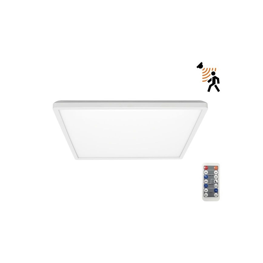 Lámpara LED para baño con sensor de movimiento y crepúsculo NIVERA LED/24W/230V IP54 3000/4000/6000K 30x30 cm blanca + mando a distancia