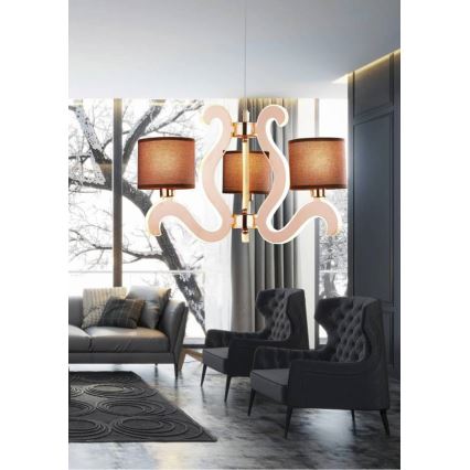 Lámpara LED colgante AMBROSIA 3xE14/40W/230V + LED/18,4W cobre