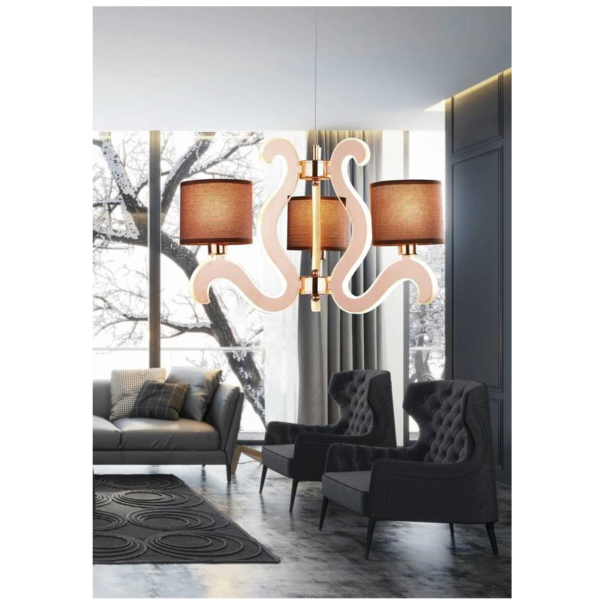 Lámpara LED colgante AMBROSIA 3xE14/40W/230V + LED/18,4W cobre