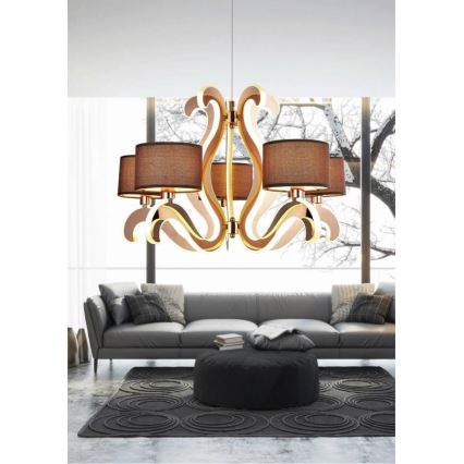Lámpara LED colgante AMBROSIA 5xE14/40W/230V + LED/43W cobre