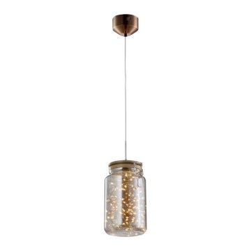 Lámpara LED colgante con cable JAR LED/5W/230V cobre/madera