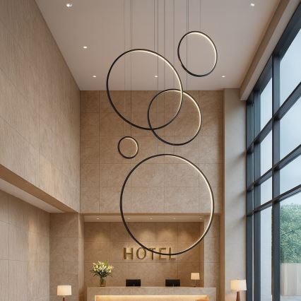 Lámpara LED colgante con cable SATURNO LED/100W/230V, negra