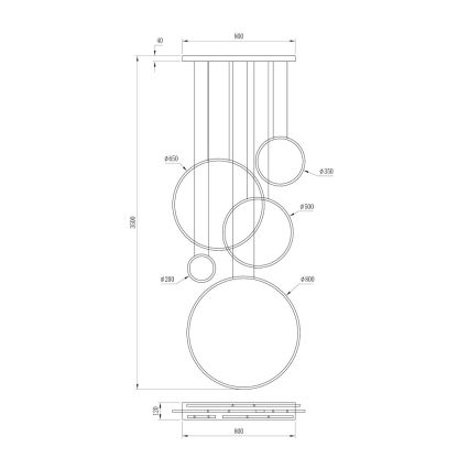 Lámpara LED colgante con cable SATURNO LED/100W/230V, negra