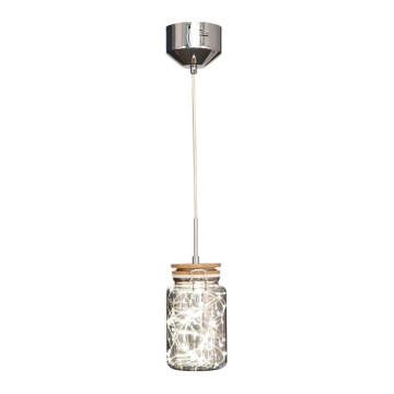 Lámpara LED colgante con cable SHOCK LED/5W/230V cromo brillante/madera
