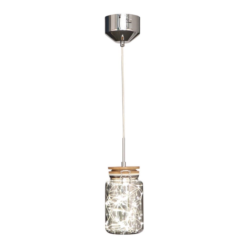 Lámpara LED colgante con cable SHOCK LED/5W/230V cromo brillante/madera