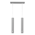 Lámpara LED colgante con cable TUBA 2xGU10/4,8W/230V gris/cromo brillante