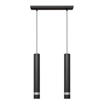 Lámpara LED colgante con cable TUBA 2xGU10/4,8W/230V negro/cromo brillante