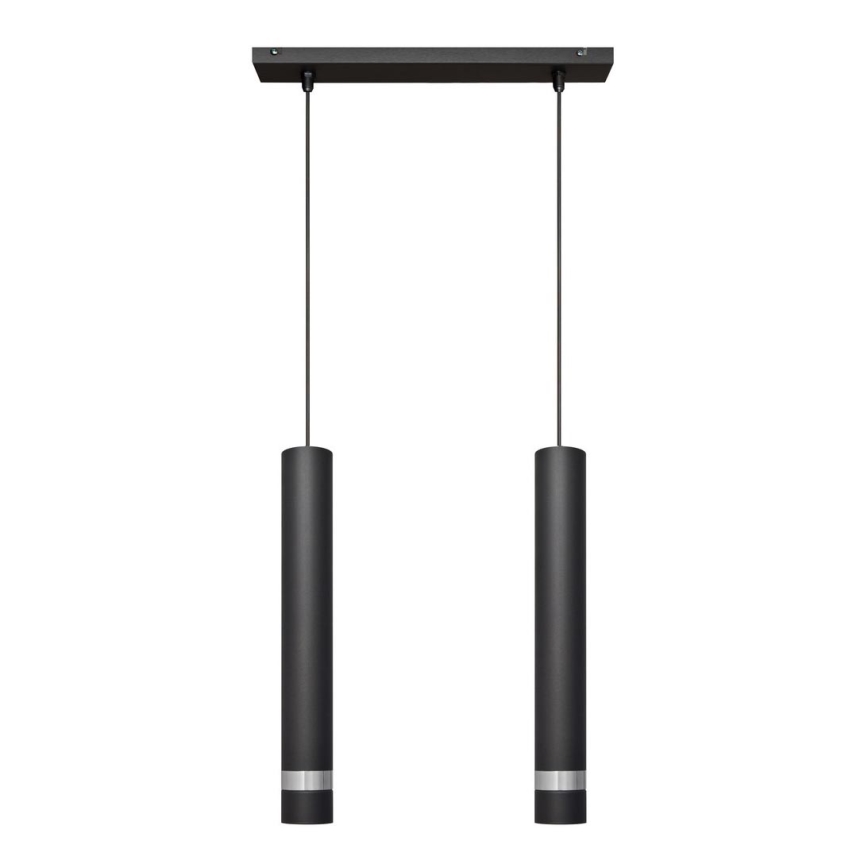 Lámpara LED colgante con cable TUBA 2xGU10/4,8W/230V negro/cromo brillante