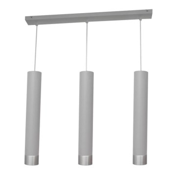 Lámpara LED colgante con cable TUBA 3xGU10/4,8W/230V gris/cromo brillante