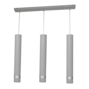 Lámpara LED colgante con cable TUBA 3xGU10/4,8W/230V gris/cromo brillante