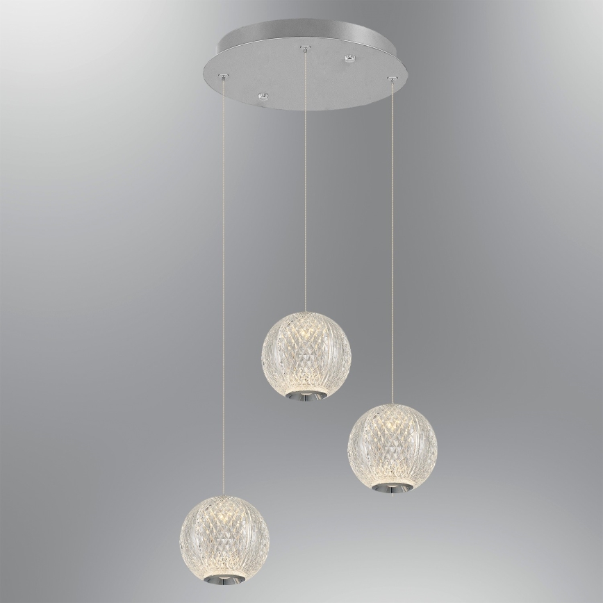 Lámpara LED colgante CREMONA 3xLED/5W/230V 3000K cromo mate