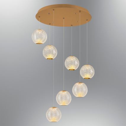 Lámpara LED colgante CREMONA 7xLED/5W/230V 3000K dorada