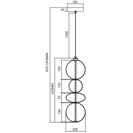 Lámpara LED colgante DAPHNE LED/36W/230V dorado