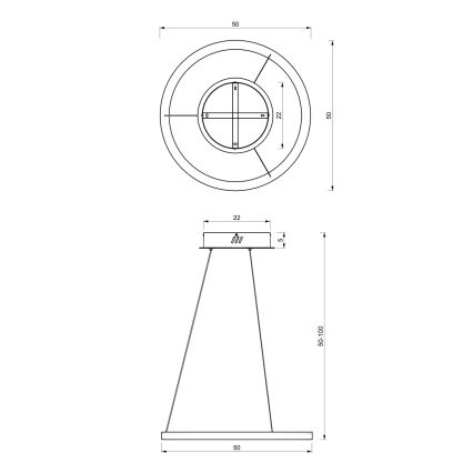 Lámpara LED colgante GALAXIA LED/26W/230V negro