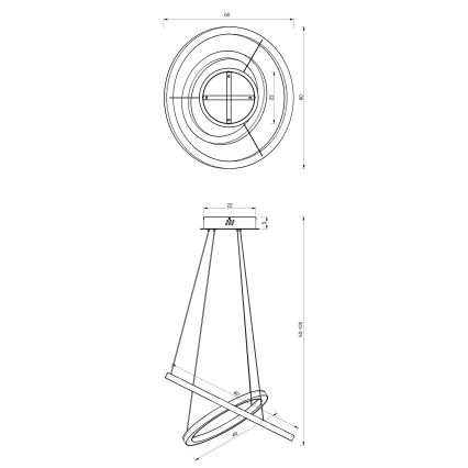 Lámpara LED colgante GALAXIA LED/46W/230V dorado