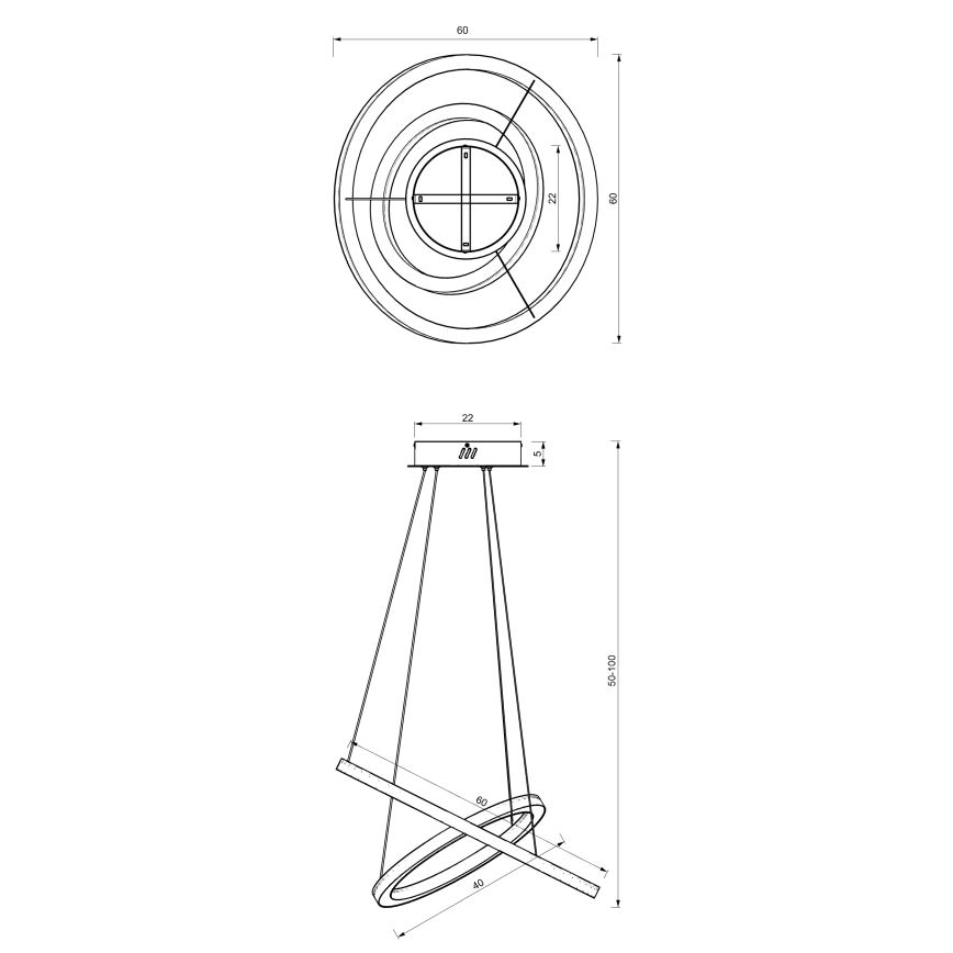 Lámpara LED colgante GALAXIA LED/46W/230V dorado
