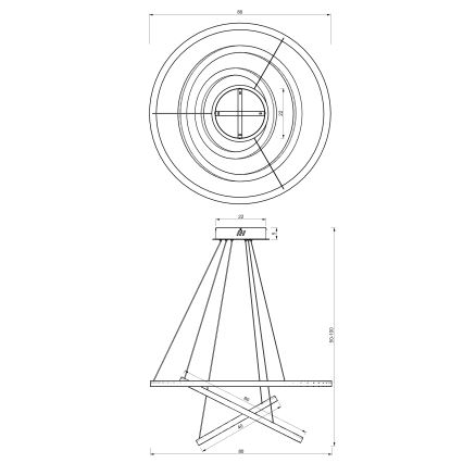 Lámpara LED colgante GALAXIA LED/85W/230V negro