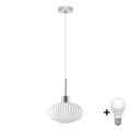 Lámpara LED colgante HARMA 1xE27/60W/230V diámetro 25 cm cromado mate/blanco