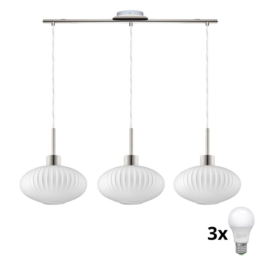 Lámpara LED colgante HARMA 3xE27/60W/230V cromo mate/blanco