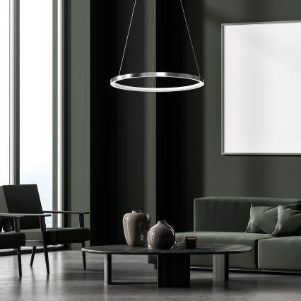 Lámpara LED colgante HOOP LED/27W/230V diá. 50 cm 4000K cromo brillante