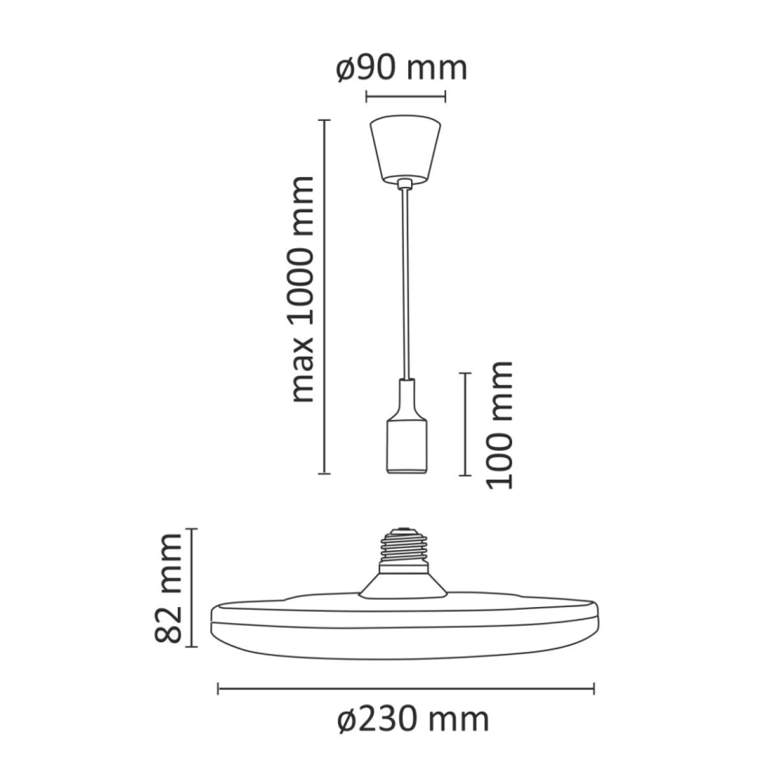 Lámpara LED colgante KIKI 1xE27/15W/230V negro
