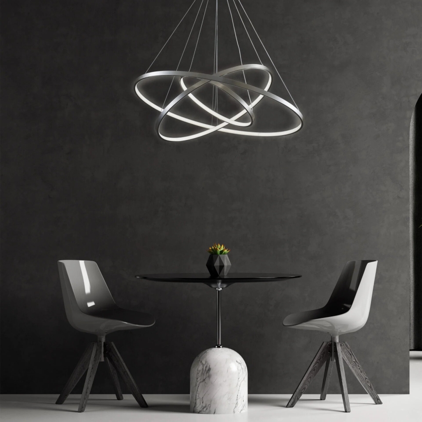 Lámpara LED colgante LEA LED/60W/230V 4000K diá. 80 cm cromo mate