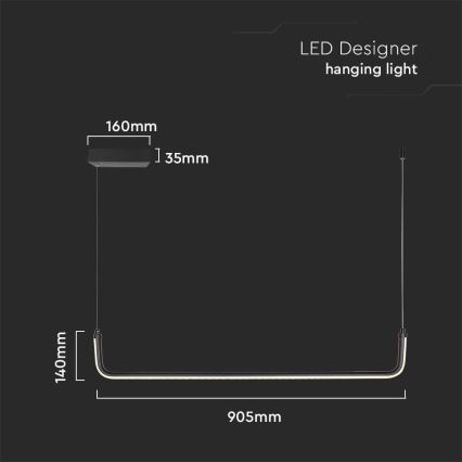 Lámpara LED colgante LED/12W/230V 4000K 90 cm negro