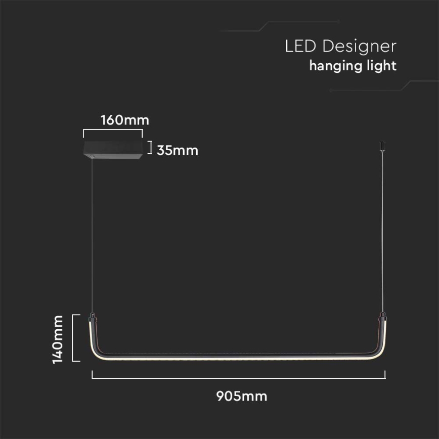 Lámpara LED colgante LED/12W/230V 4000K 90 cm negro