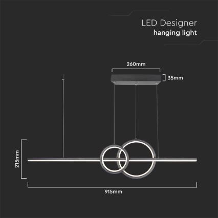 Lámpara LED colgante LED/15W/230V 4000K 80 cm negro