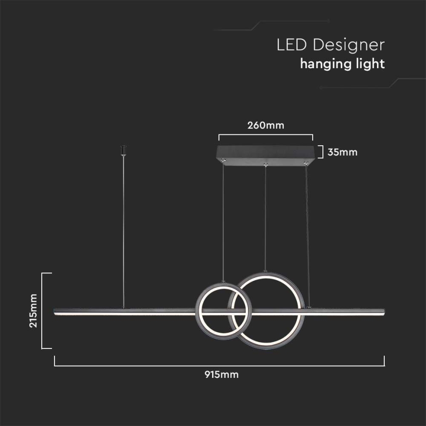 Lámpara LED colgante LED/15W/230V 4000K 80 cm negro