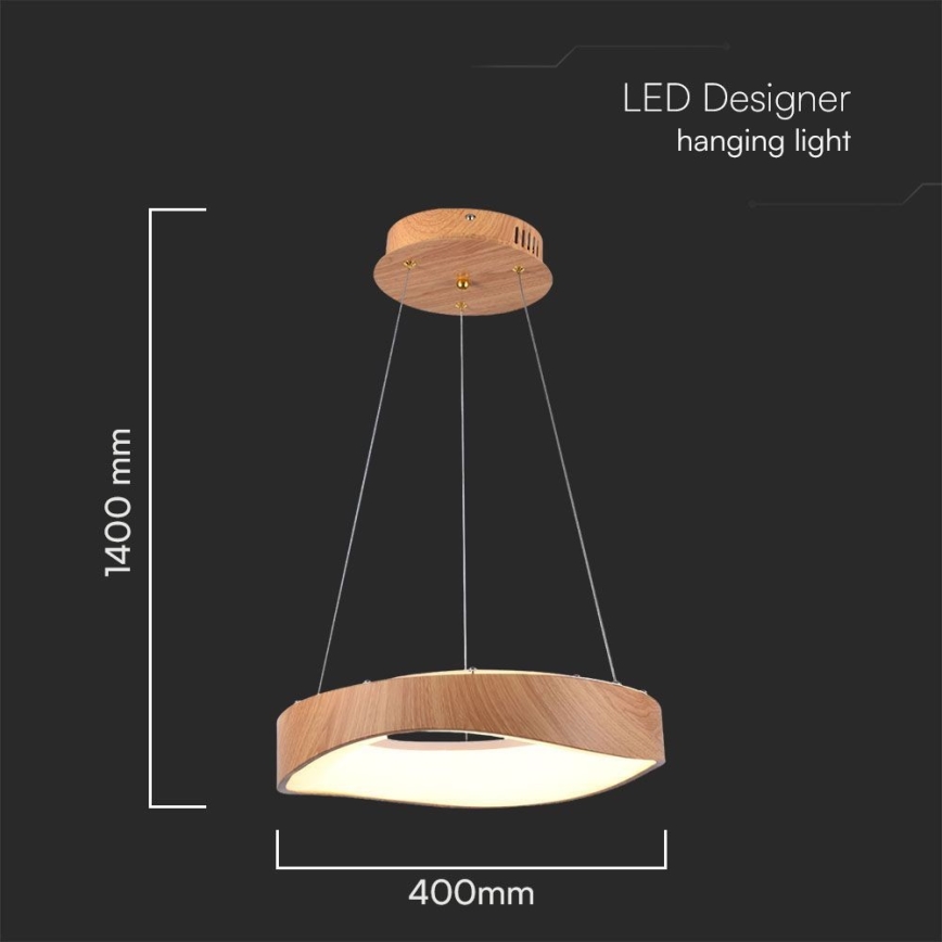 Lámpara LED colgante LED/18W/230V 3000K ø 40 cm marrón