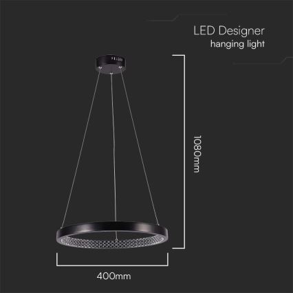 Lámpara LED colgante LED/19W/230V 3000K negro
