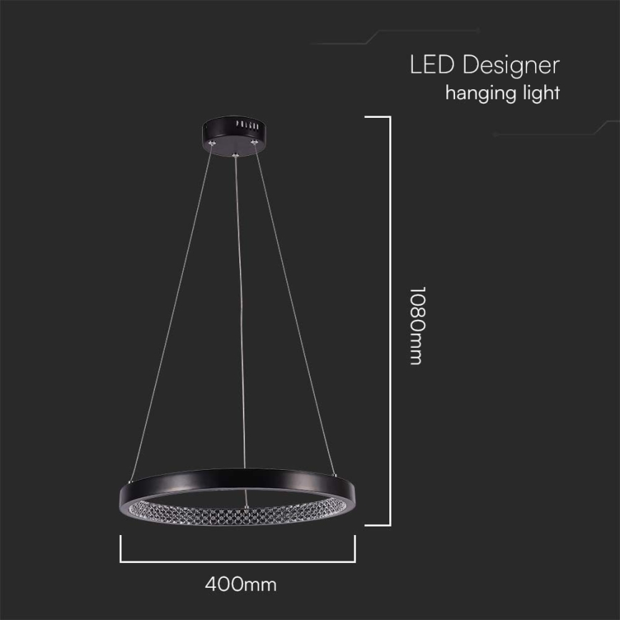 Lámpara LED colgante LED/19W/230V 3000K negro