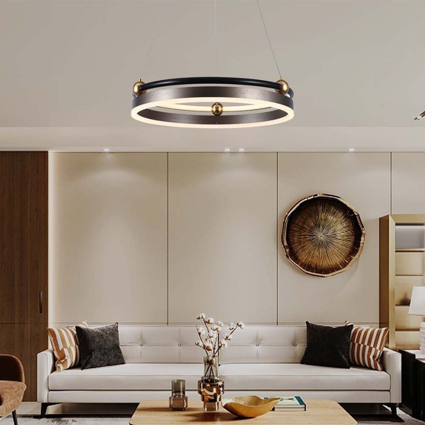 Lámpara LED colgante LED/20W/230V 3000K diá. 42 cm marrón