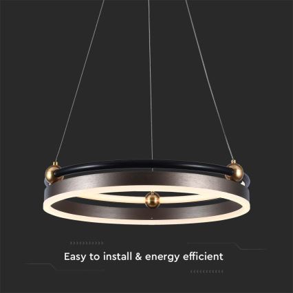 Lámpara LED colgante LED/20W/230V 3000K diá. 42 cm marrón