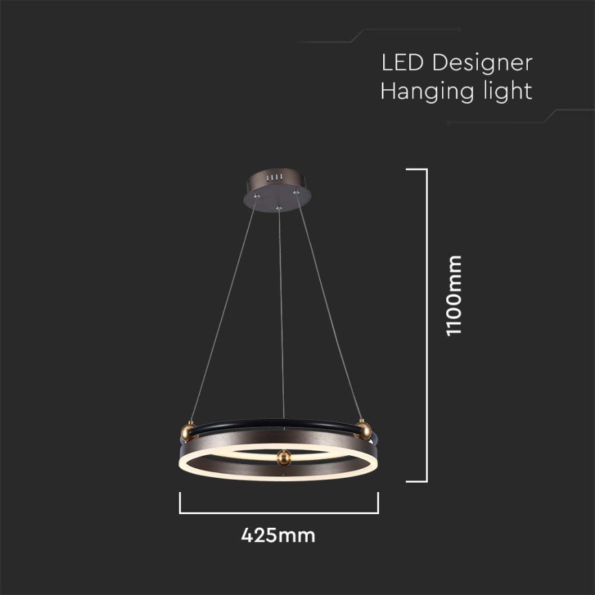 Lámpara LED colgante LED/20W/230V 3000K diá. 42 cm marrón