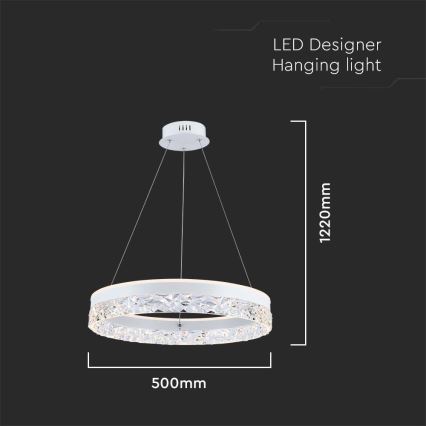 Lámpara LED colgante LED/25W/230V 3000K diá. 50 cm blanco