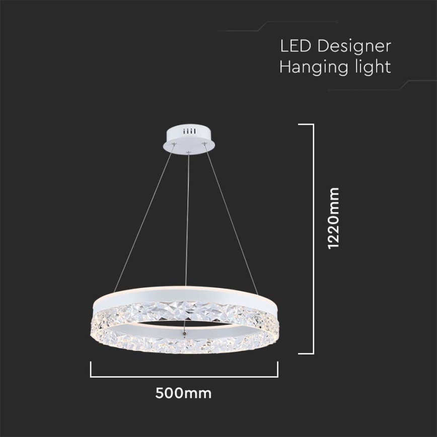 Lámpara LED colgante LED/25W/230V 3000K diá. 50 cm blanco