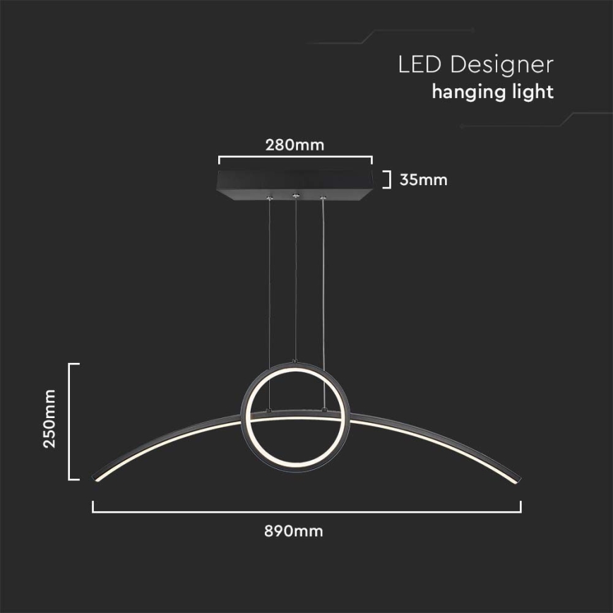 Lámpara LED colgante LED/30W/230V 4000K 88 cm negro