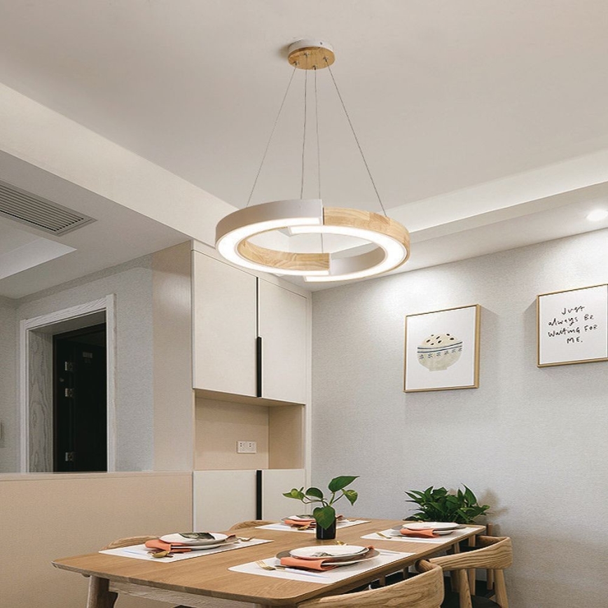 Lámpara LED colgante LED/32W/230V 4000K blanco/madera