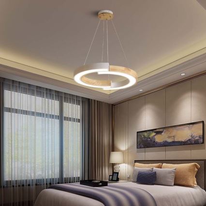 Lámpara LED colgante LED/32W/230V 4000K blanco/madera