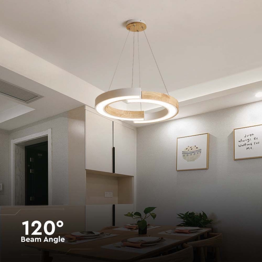 Lámpara LED colgante LED/32W/230V 4000K blanco/madera