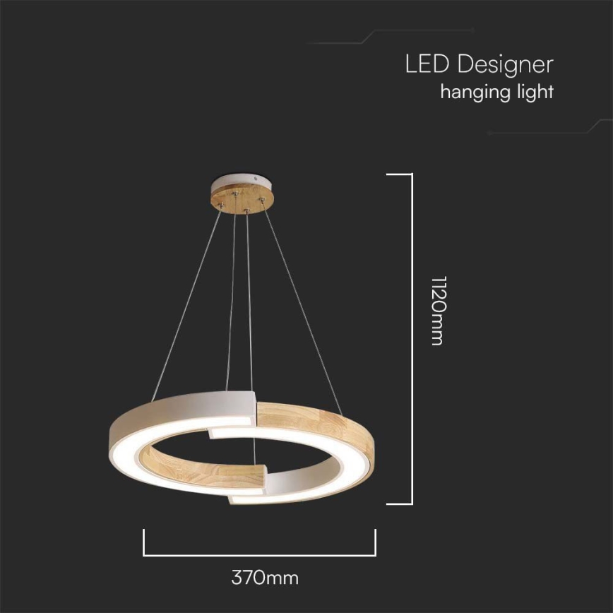 Lámpara LED colgante LED/32W/230V 4000K blanco/madera
