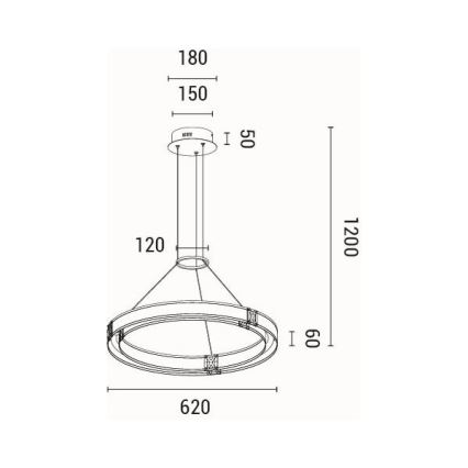 Lámpara LED colgante LED/33W/230V 3000K 62x120 cm