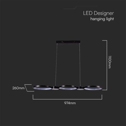 Lámpara LED colgante LED/38W/230V 4000K negro