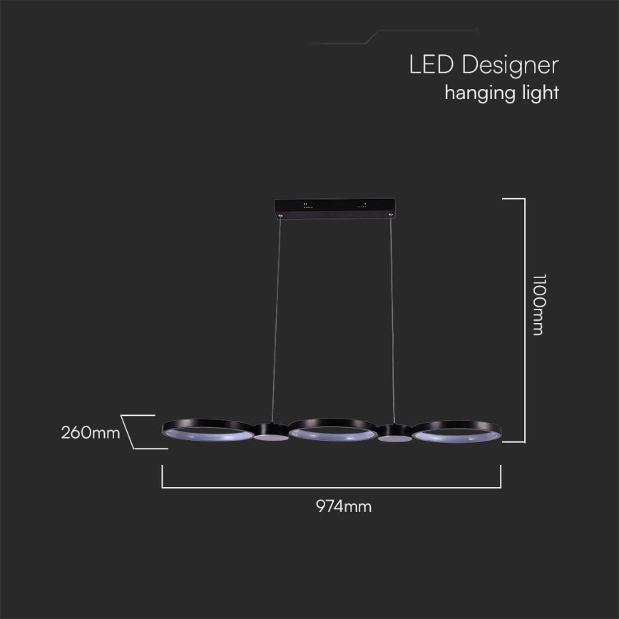 Lámpara LED colgante LED/38W/230V 4000K negro