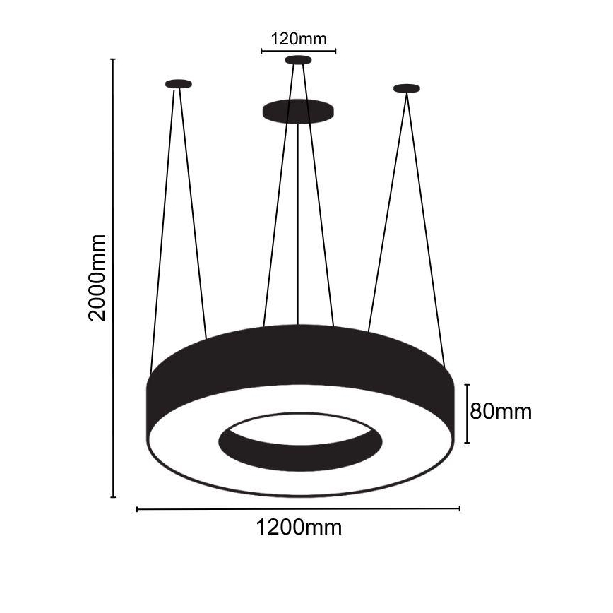Lámpara LED colgante LED/60W/230V 4000K diá. 120 cm negro